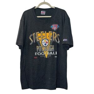 Pittsburgh Steelers XL Trench Made in USA Vintage Graphic T-Shirt Single Stitch